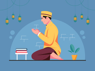 Vector illustration of Muslim Man Pray