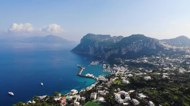 aerial drone view of Capri Island