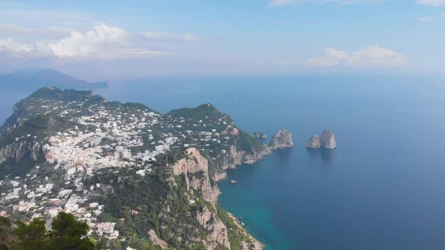 aerial drone view of Capri Island