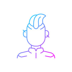 Cyberpunk person gradient linear vector icon. Punk subculture, goth teenager. Cyberpunk movie. Futuristic fashion. Thin line color symbols. Modern style pictogram. Vector isolated outline drawing