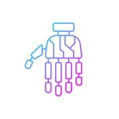 Bionic limb gradient linear vector icon. Innovative arm prosthetics. Hand prosthesis. Cyberpunk body augmentation. Thin line color symbols. Modern style pictogram. Vector isolated outline drawing