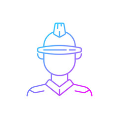 Futuristic glasses gradient linear vector icon. Cyberpunk person, sci fi man. High tech goggles, facial augmentation. Thin line color symbols. Modern style pictogram. Vector isolated outline drawing