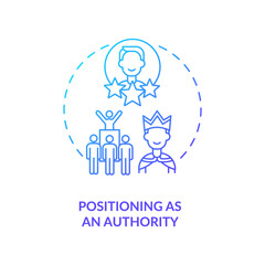 Positioning as authority navy gradient concept icon. Business influence. Company CEO. Successful career promotion idea thin line illustration. Vector isolated outline RGB color drawing