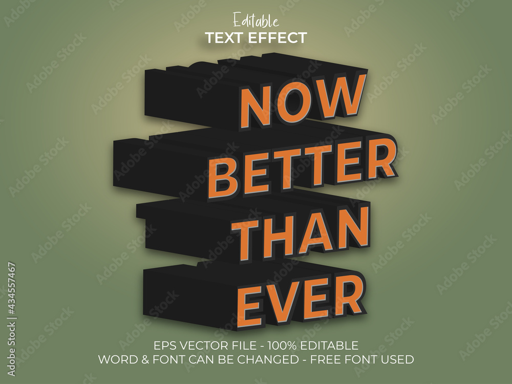 Fototapete 3d isometric text effect. editable text font effect 3d vintage style theme vector graphic design.