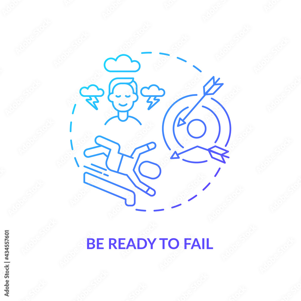 Poster be ready to fail navy gradient concept icon. goal setting, achievement. learning from experience. bu