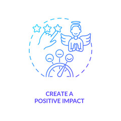 Create positive impact navy gradient concept icon. Digital footprint. Personal branding strategy. Communication with audience idea thin line illustration. Vector isolated outline RGB color drawing