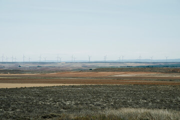 wind turbines in Los Monegros, in Aragon, Spain