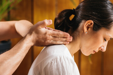 Naklejka premium Thai Massage - Back Pain Relief .