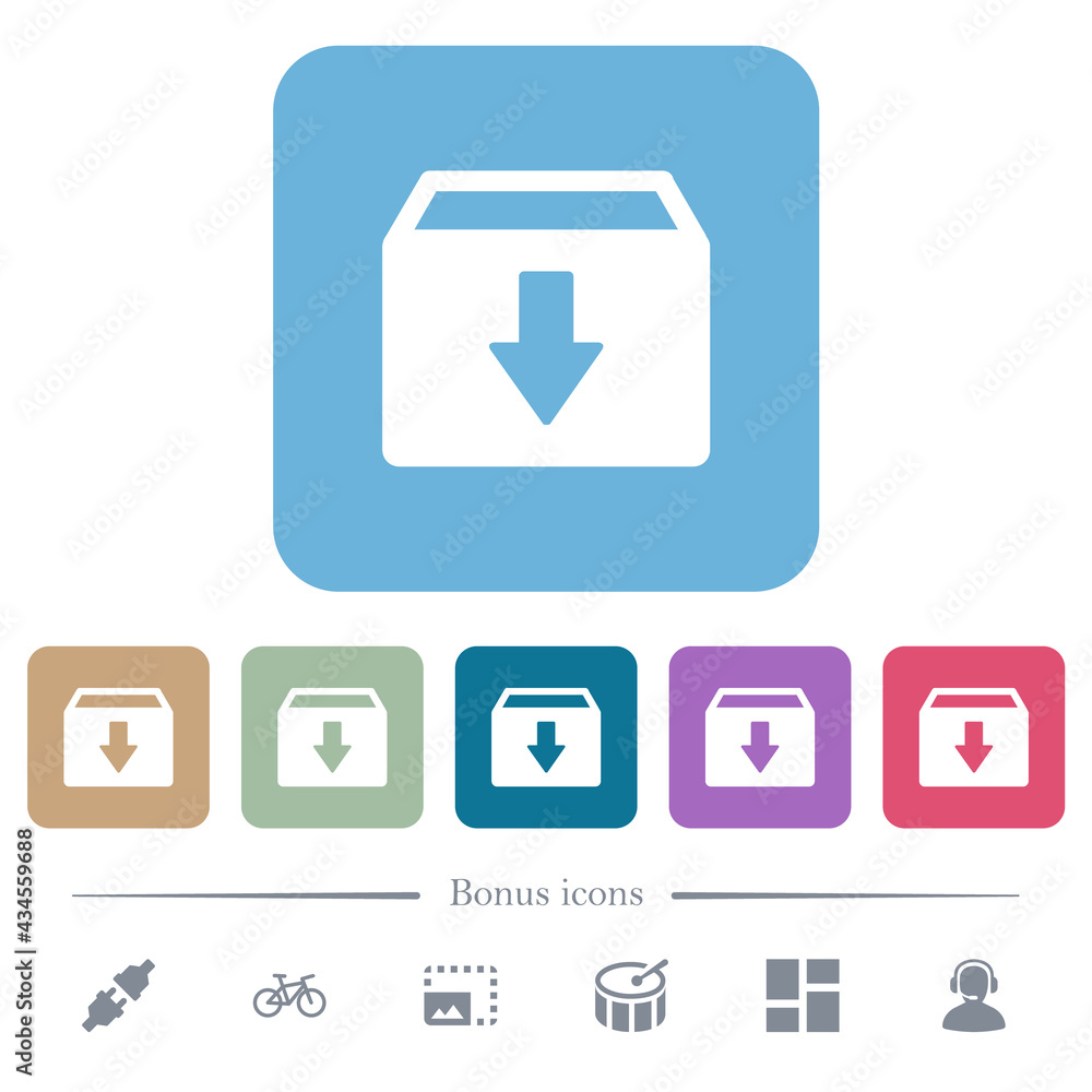 Poster archive flat icons on color rounded square backgrounds