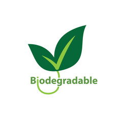 Biodegradable packaging. Green leaves, symbol of recyclable. Modern vector illustration.