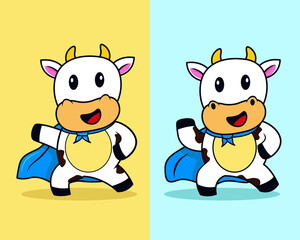 Cute cow with heroes costume