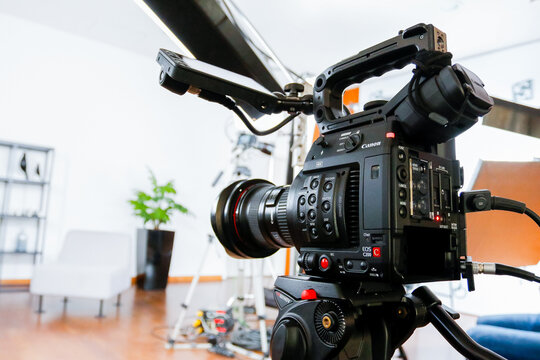 Professional cameras for recording video and photos, a professional studio equipment. 