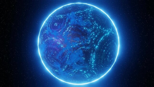 Abstract futuristic technology network space planet background 3D rendering