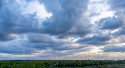 Beautiful sky with clouds during sunset, close-up for background or texture