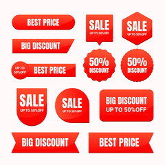 Set of sale promotion banner and badge vectors.
