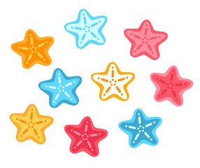 Fototapeta na wymiar Starfish set, summer marine icon vector illustration