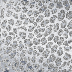 Silver leather background texture. Shine material backdrop with abstract leopard skin pattern