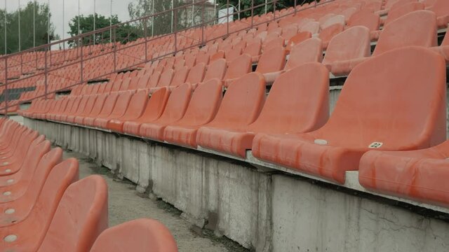 Review of empty stadium seats during the COVID-19 coronavirus pandemic.