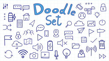 Business vector hand drawn doodles element related to startup. Set of hand drawn fresh tech company symbols and icons