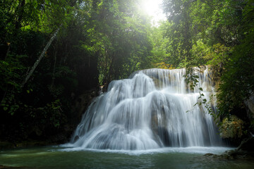 Fototapeta na wymiar Beautiful waterfall in deep forest at Thailand.