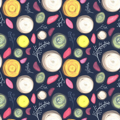 Seamless floral pattern,  roses, digital drawing.