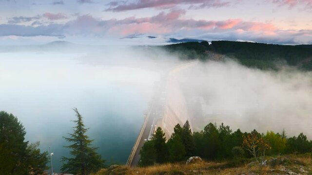 Mountain view. Clouds over river Sil Canyon in Parada de Sil, Galicia, Spain. View from Cabezoa lookout. Tourist attraction.