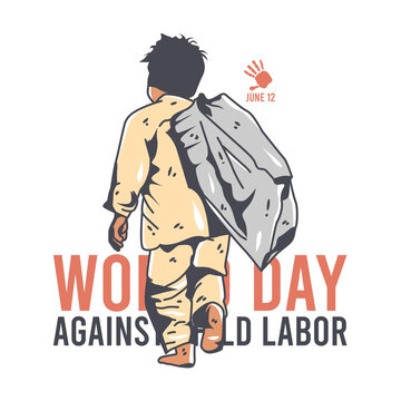 vector graphic of world day against child labor good for day against child labor celebration. flat design. flyer design.flat illustration.