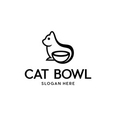 Cat Bowl Vector Logo Design