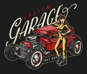 Custom garage colorful vintage print