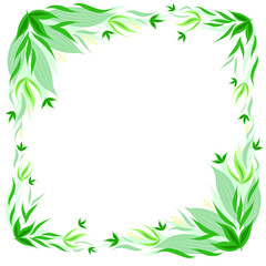 Vector illustration. Frame of flowers and leaves