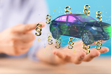 Car law concept. Safety of auto. Car