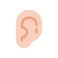 Ear icon. Ear line design The concept of hearing problems Isolated on background