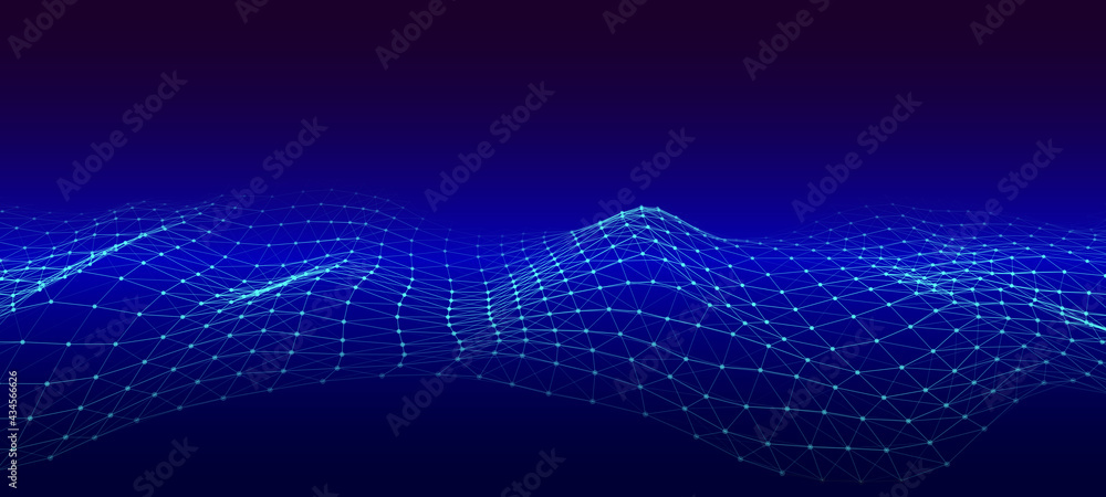 Poster vector futuristic wave. digital technology. big data.