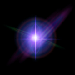 Light space effect isolated on black background. Vector realistic design