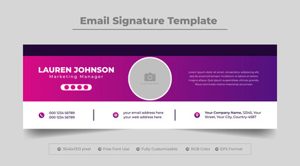 Minimalist email signature template or email footer design with gradient color