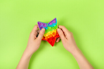 Pop It Antistress game fidget. Pop Fidget Sensory Toy for Autism Special Needs Stress Relief. Silicone Pressure Relieving Toy in form of star for Kids, Children, Adults