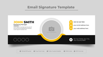 Creative email signature template or personal facebook photo design with creative round shape