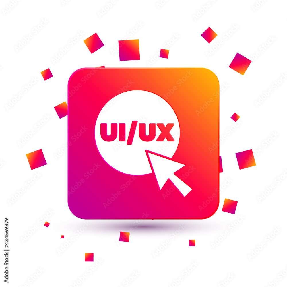 Poster white ui or ux design icon isolated on white background. square color button. vector