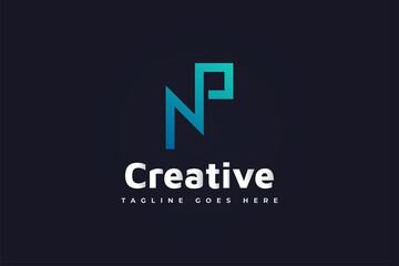 Initial Letter N and P Logo in Blue Gradient. NP Logo Usable For Business or Identity Logos. Vector graphic design template element