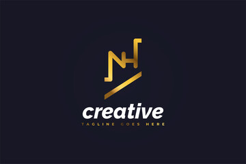 Obraz premium Initial Letter N and H Logo in Golden Gradient. NH Logo Usable For Business or Identity Logos. Vector graphic design template element