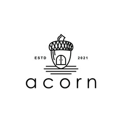 acorn house line art logo design inspiration