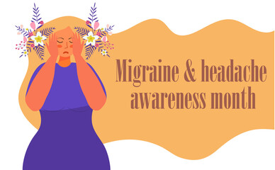Migraine and headache awareness month concept vector. Medical, health event