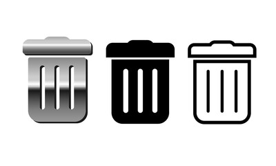 Set Of Garbage Bin Icon. Trash Can vector Icons.