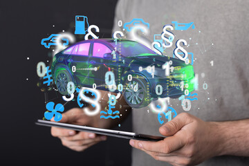 Car law concept. Safety of auto. Car