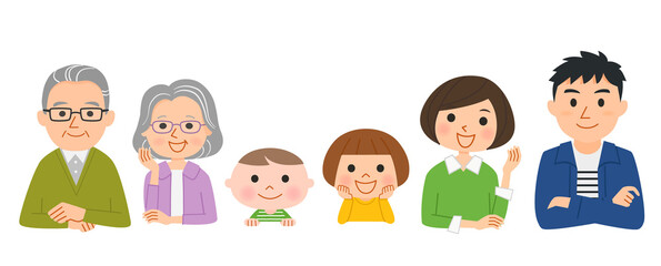 楽しんでいる3世代家族のベクターイラスト