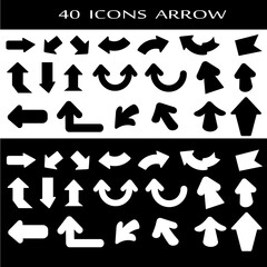 40 icons set of arrows on white background