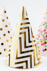 Happy New Year party hat on white background.