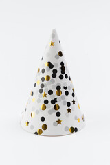 Happy New Year party hat on white background.