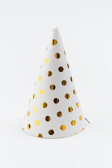 Happy New Year party hat on white background.