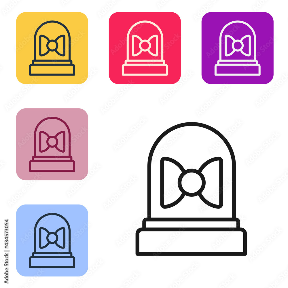 Poster Black line Motion sensor icon isolated on white background. Set icons in color square buttons. Vector